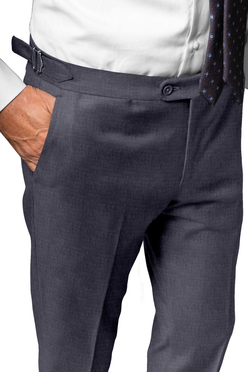 Image of a Grey Worsted Micropattern Merino Wool Pants Fabric