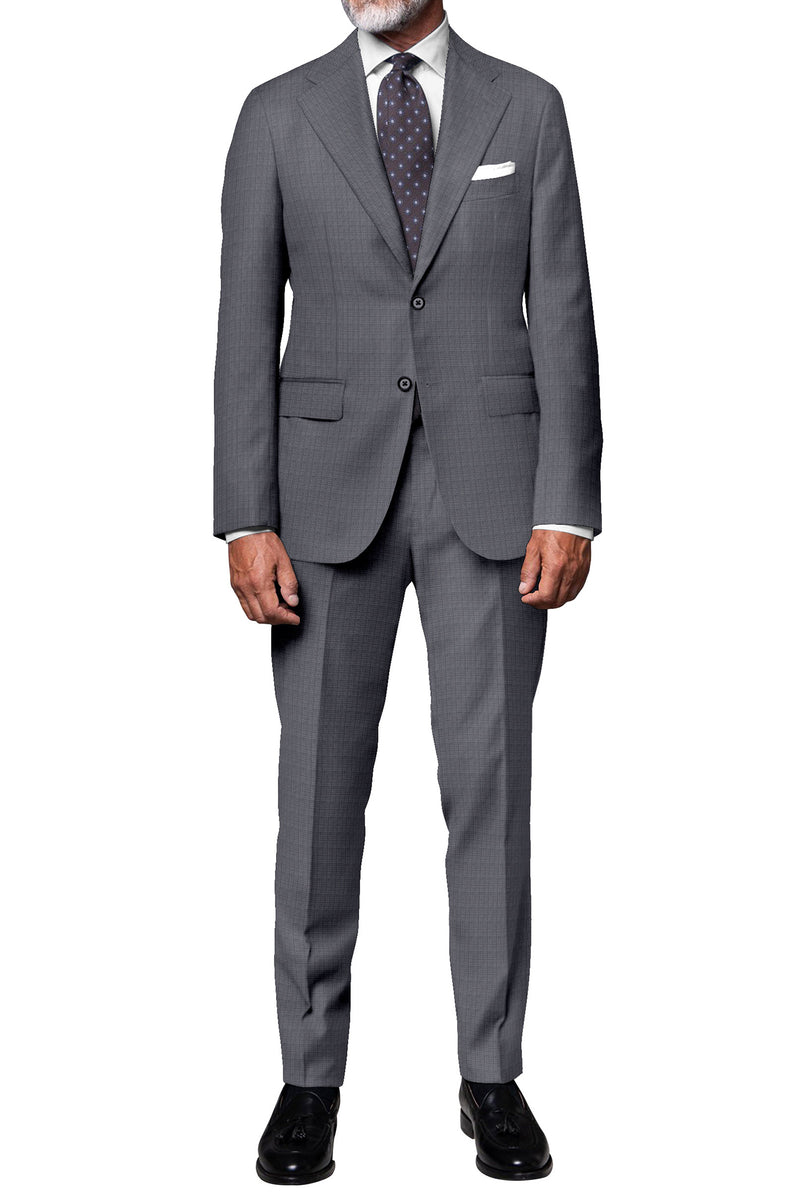 Image of a Grey Worsted Micropattern Merino Wool Suiting Fabric