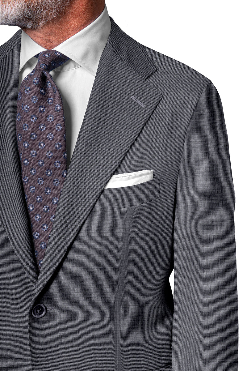 Image of a Grey Worsted Micropattern Merino Wool Suiting Fabric