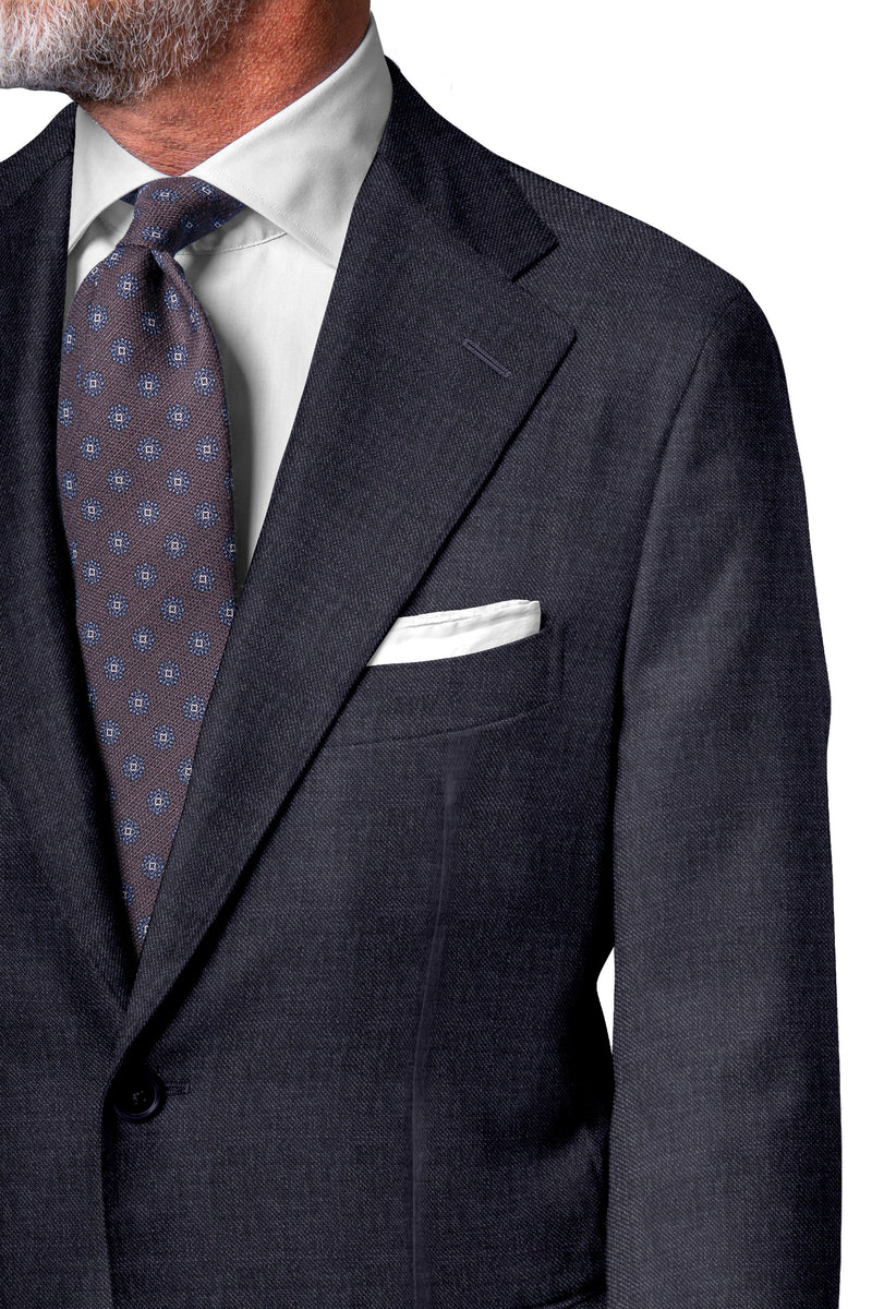 Image of a Grey Worsted Micropattern Merino Wool Suiting Fabric