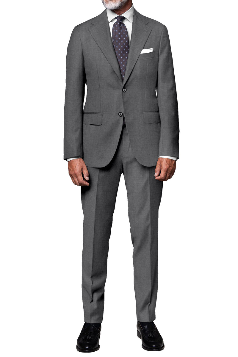 Image of a Grey Worsted Solids Merino Wool Pants Fabric