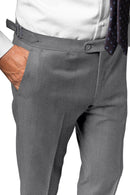 Image of a Grey Worsted Solids Merino Wool Pants Fabric