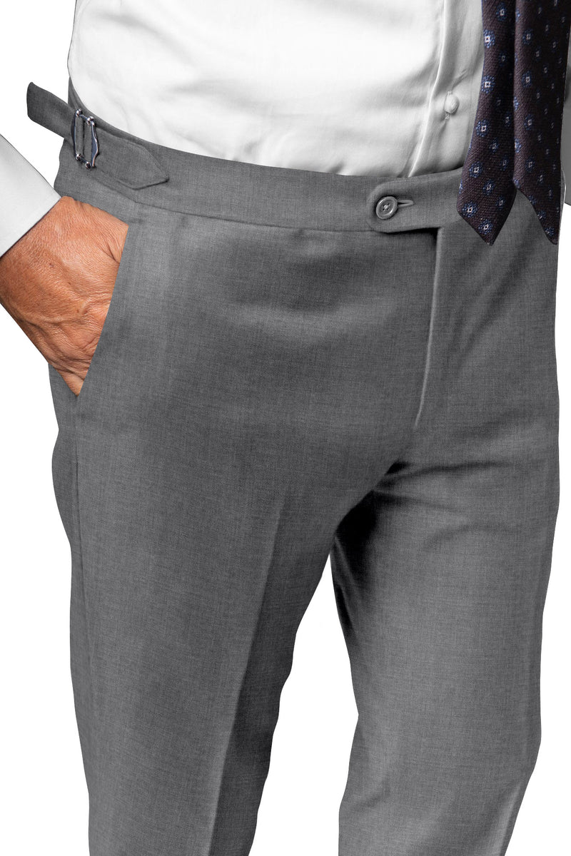 Image of a Grey Worsted Solids Merino Wool Pants Fabric
