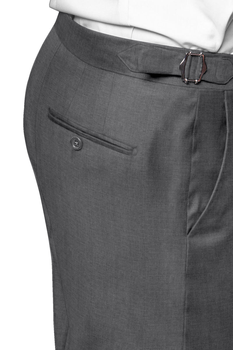 Image of a Grey Worsted Solids Merino Wool Pants Fabric