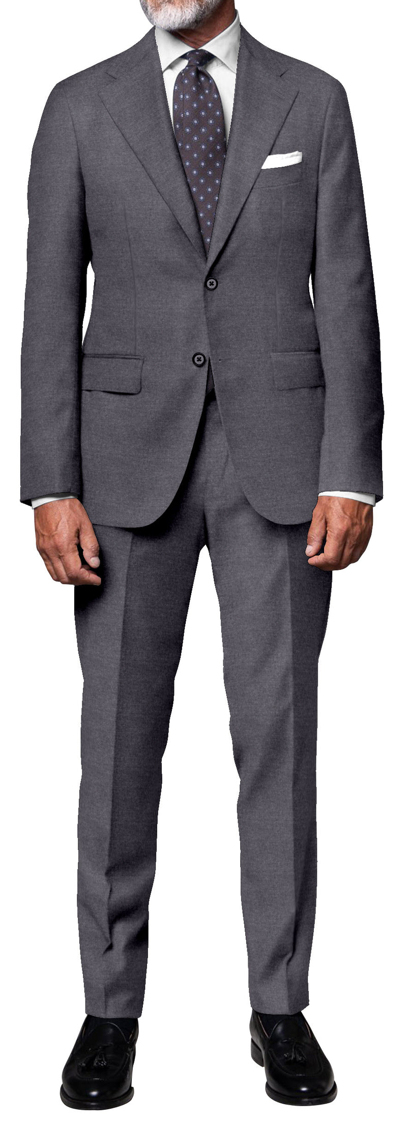 Image of a Grey Worsted Solids Merino Wool Pants Fabric