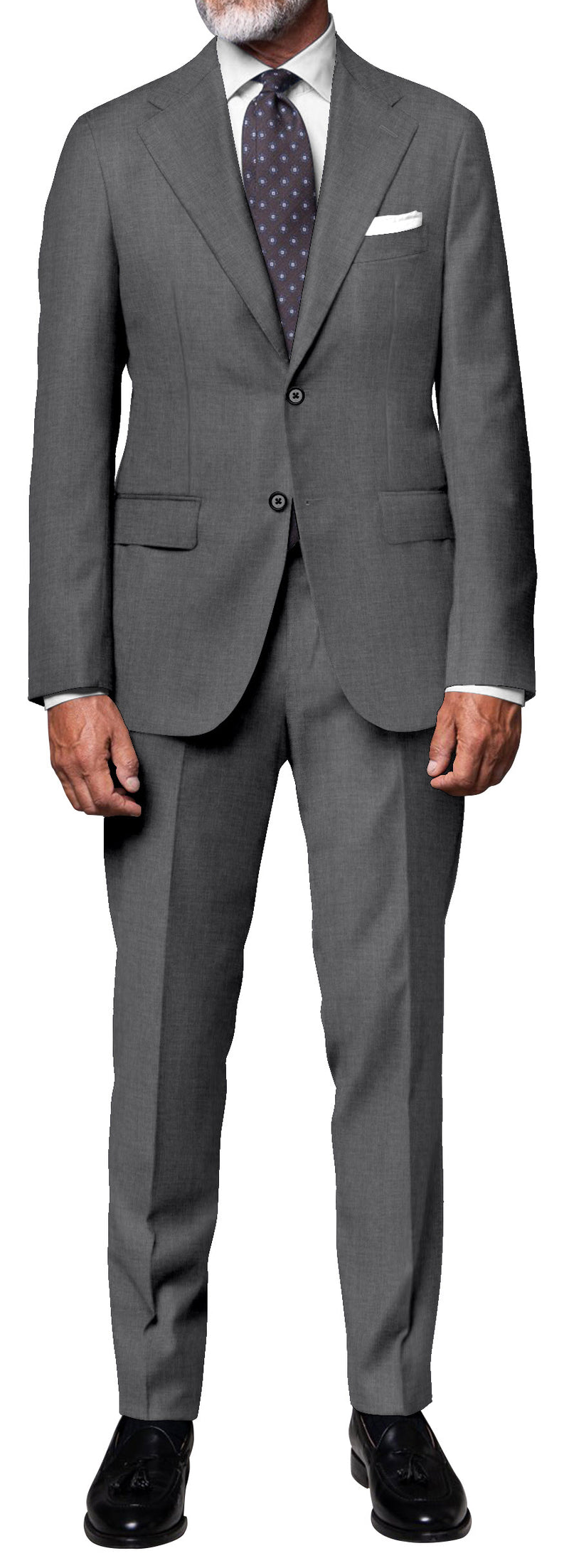 Image of a Grey Worsted Solids Merino Wool Suiting Fabric