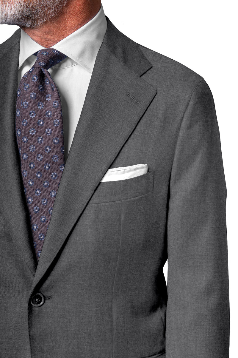 Image of a Grey Worsted Solids Merino Wool Suiting Fabric
