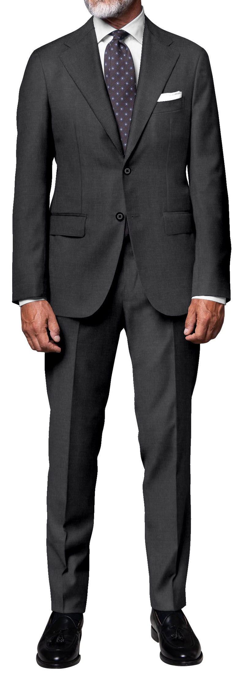 Image of a Grey Worsted Solids Merino Wool Suiting Fabric