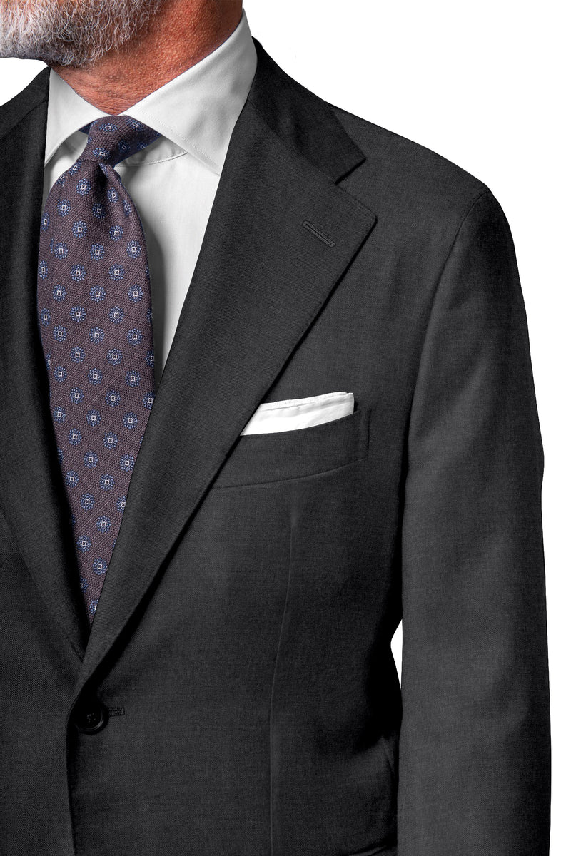Image of a Grey Worsted Solids Merino Wool Suiting Fabric