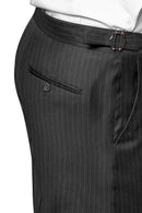 Image of a Grey Worsted Stripes Merino Wool Pants Fabric