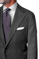 Image of a Grey Worsted Stripes Merino Wool Suiting Fabric