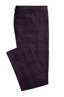 Image of a Maroon & Blue Worsted Checks Merino Wool Pants Fabric