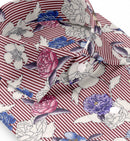 Image of a Maroon & Purple Poplin Prints Giza Cotton Shirting Fabric