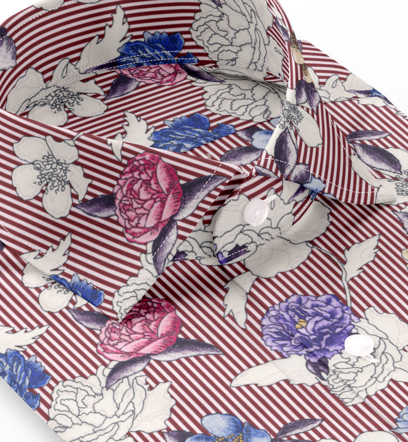 Image of a Maroon & Purple Poplin Prints Giza Cotton Shirting Fabric