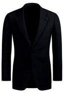 Image of a Mid-Blue & Black Worsted Checks Merino Wool Blazers Fabric