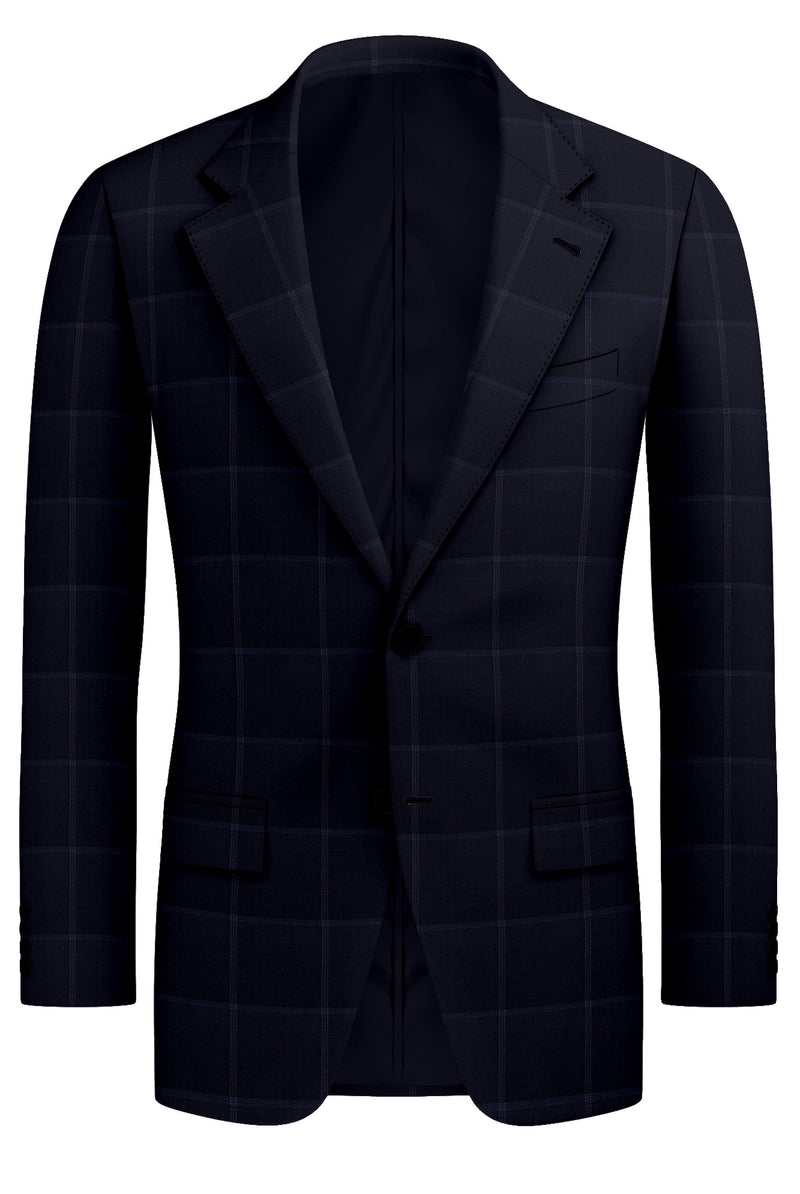 Image of a Mid-Blue & White Worsted Checks Merino Wool Blazers Fabric