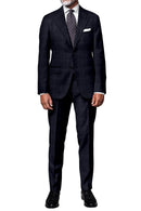 Image of a Mid-Blue & White Worsted Checks Merino Wool Blazers Fabric