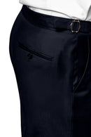 Image of a Mid-Blue & White Worsted Checks Merino Wool Pants Fabric