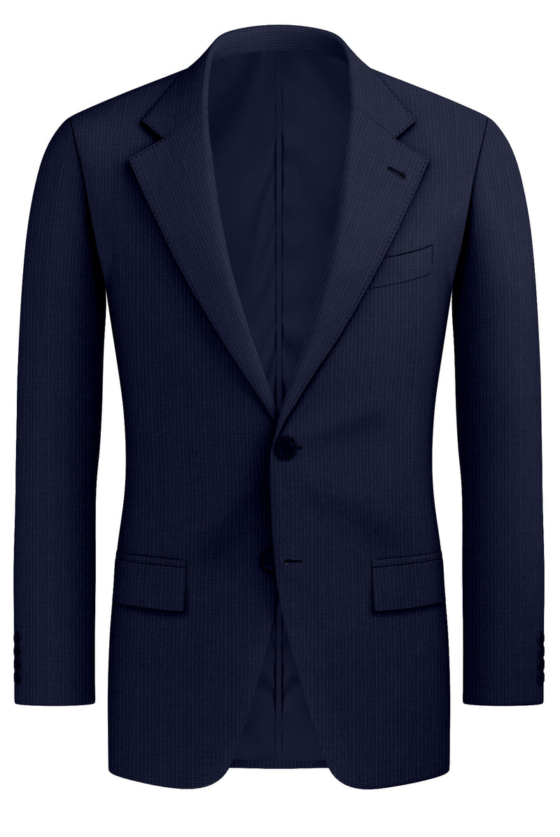 Image of a Mid-Blue & White Worsted Stripes Merino Wool Blazers Fabric
