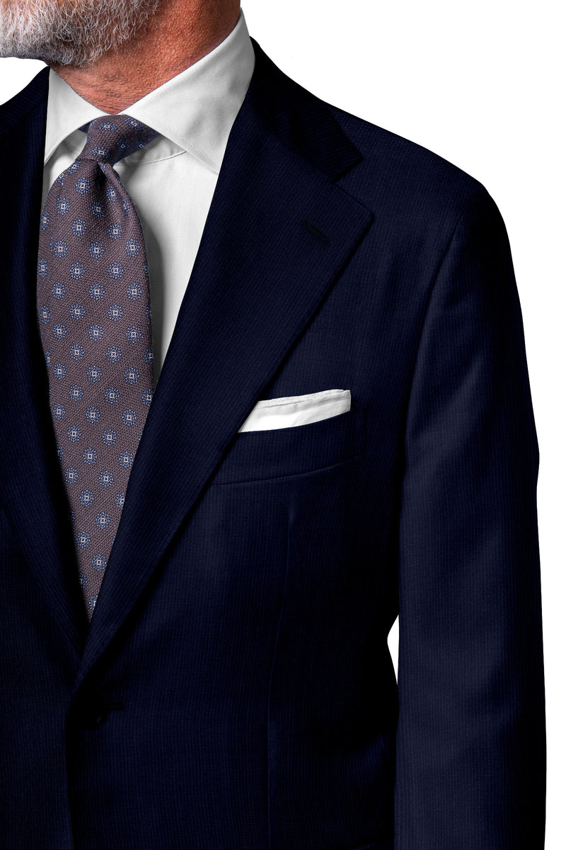 Image of a Mid-Blue & White Worsted Stripes Merino Wool Blazers Fabric