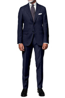 Image of a Mid-Blue & White Worsted Stripes Merino Wool Pants Fabric