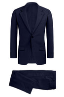 Image of a Mid-Blue & White Worsted Stripes Merino Wool Suiting Fabric