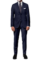 Image of a Mid-Blue & White Worsted Stripes Merino Wool Suiting Fabric