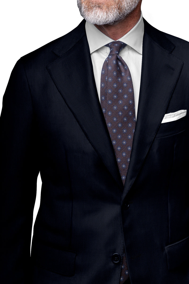 Image of a Mid-Blue Worsted Micropattern Merino Wool Blazers Fabric