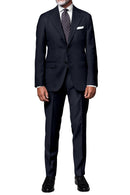 Image of a Mid-Blue Worsted Micropattern Merino Wool Suiting Fabric