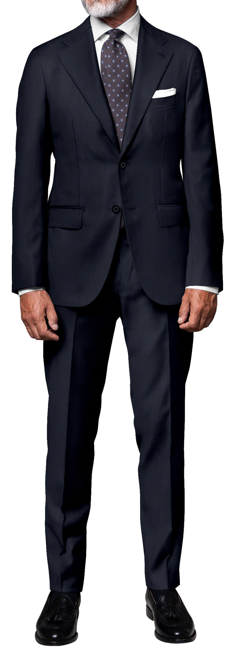 Image of a Mid-Blue Worsted Micropattern Merino Wool Suiting Fabric