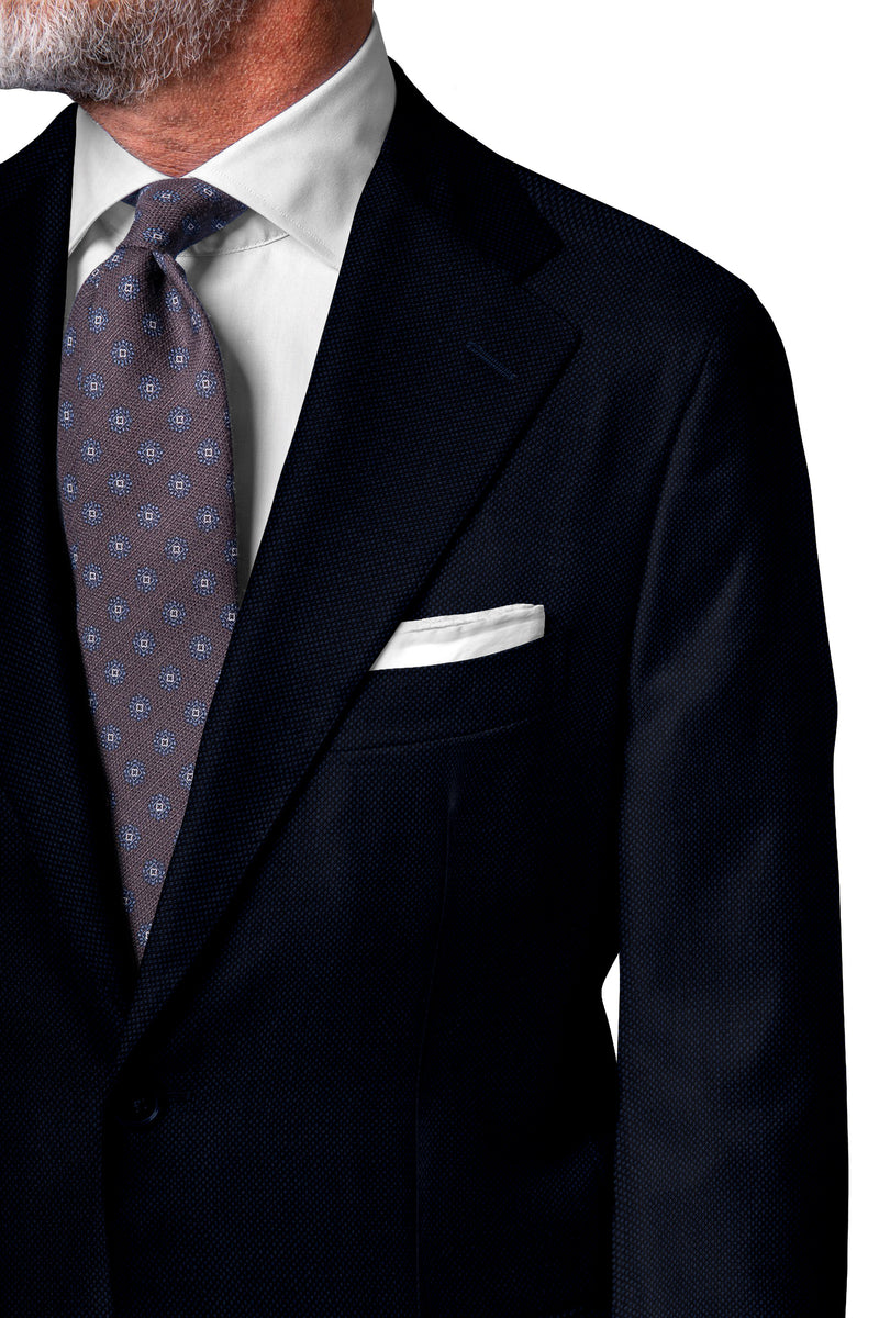 Image of a Mid-Blue Worsted Micropattern Merino Wool Suiting Fabric