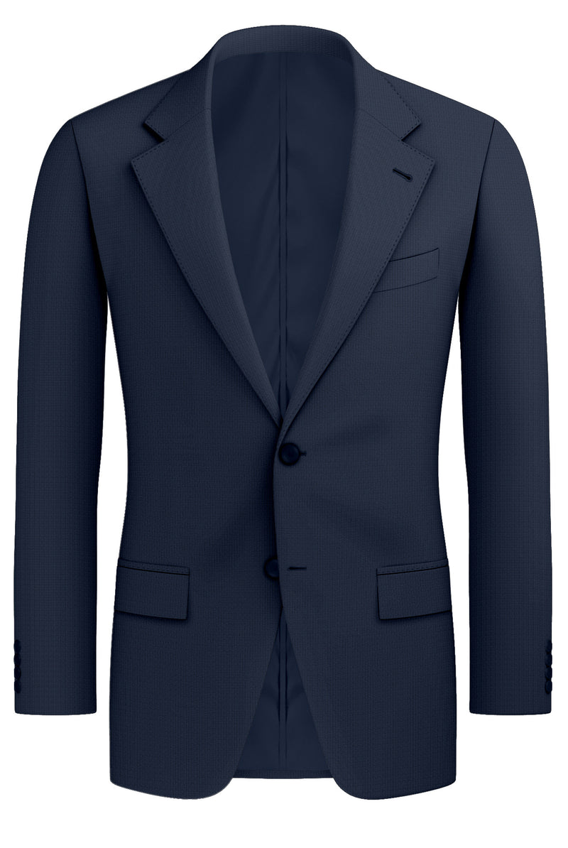 Image of a Mid-Blue Worsted Sharkskin Merino Wool Blazers Fabric