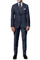 Image of a Mid-Blue Worsted Sharkskin Merino Wool Blazers Fabric