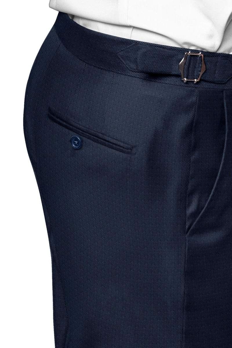 Image of a Mid-Blue Worsted Sharkskin Merino Wool Suiting Fabric