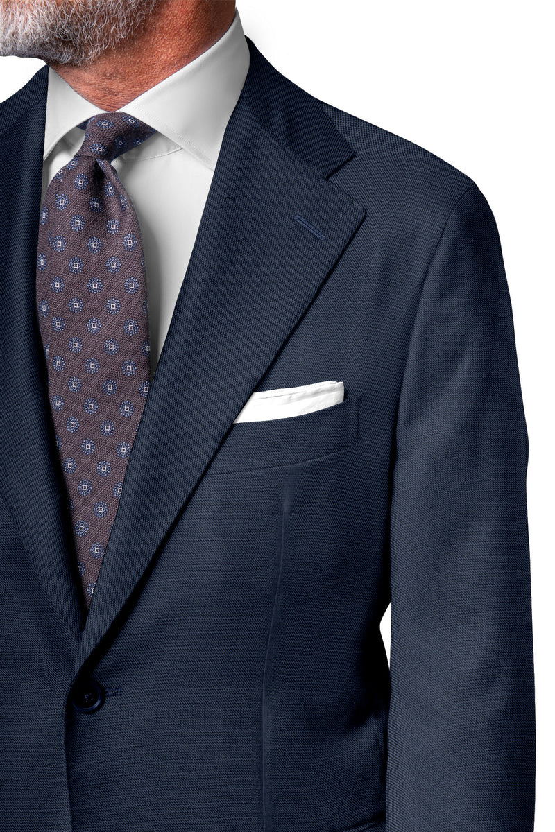 Image of a Mid-Blue Worsted Sharkskin Merino Wool Suiting Fabric