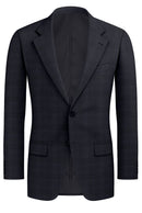 Image of a Midnight-Blue & Black Worsted Checks Merino Wool Blazers Fabric