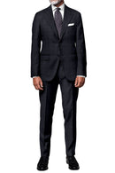 Image of a Midnight-Blue & Black Worsted Checks Merino Wool Pants Fabric