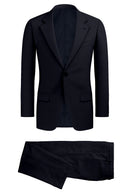 Image of a Midnight-Blue & Black Worsted Checks Merino Wool Suiting Fabric