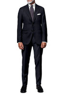 Image of a Midnight-Blue & Black Worsted Checks Merino Wool Suiting Fabric