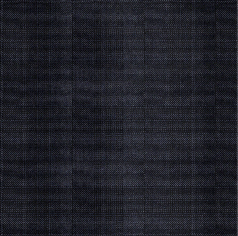 Image of a Midnight-Blue & Black Worsted Checks Merino Wool Suiting Fabric