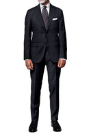 Image of a Midnight-Blue & Black Worsted Checks Merino Wool Suiting Fabric