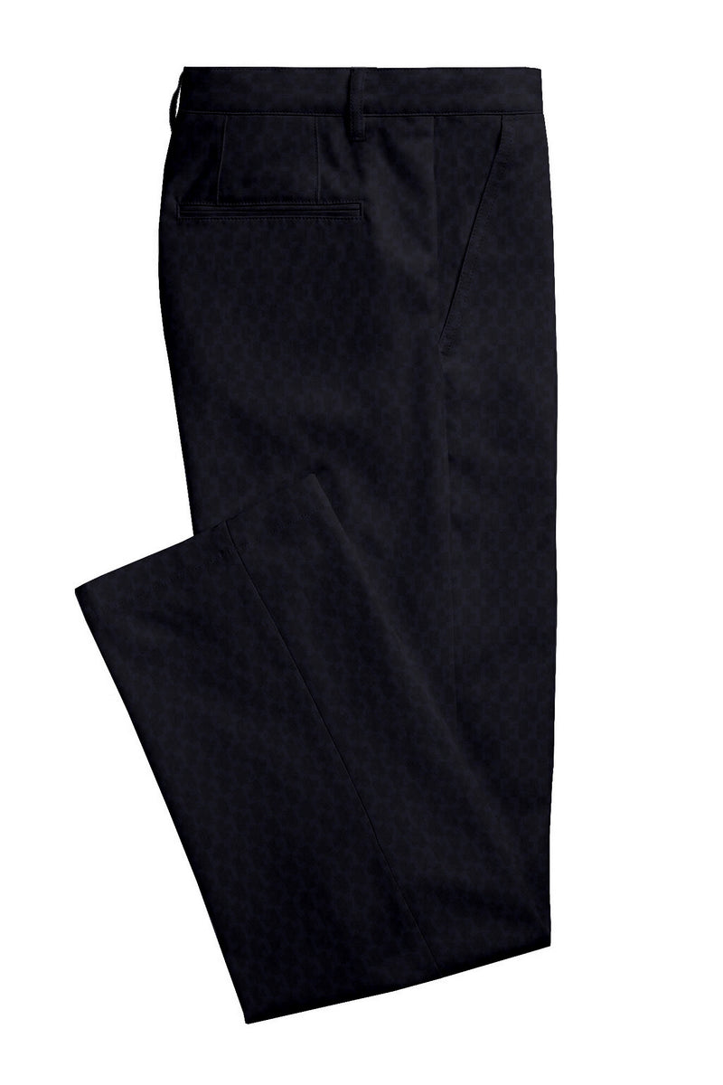 Image of a Midnight-Blue & Black Worsted Micropattern Merino Wool Pants Fabric