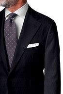 Image of a Midnight-Blue & Black Worsted Micropattern Merino Wool Suiting Fabric