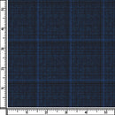 Image of a Midnight-Blue & Blue Worsted Checks Merino Wool Pants Fabric