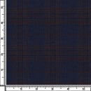 Image of a Midnight-Blue & Brown Worsted Checks Merino Wool Pants Fabric
