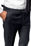 Image of a Midnight-Blue & Navy-Blue Worsted Houndstooth Merino Wool Pants Fabric