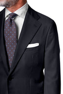Image of a Midnight-Blue & Navy-Blue Worsted Houndstooth Merino Wool Suiting Fabric