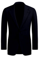 Image of a Midnight-Blue & White Worsted Checks Merino Wool Blazers Fabric