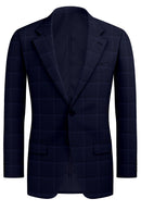 Image of a Midnight-Blue & White Worsted Checks Merino Wool Blazers Fabric