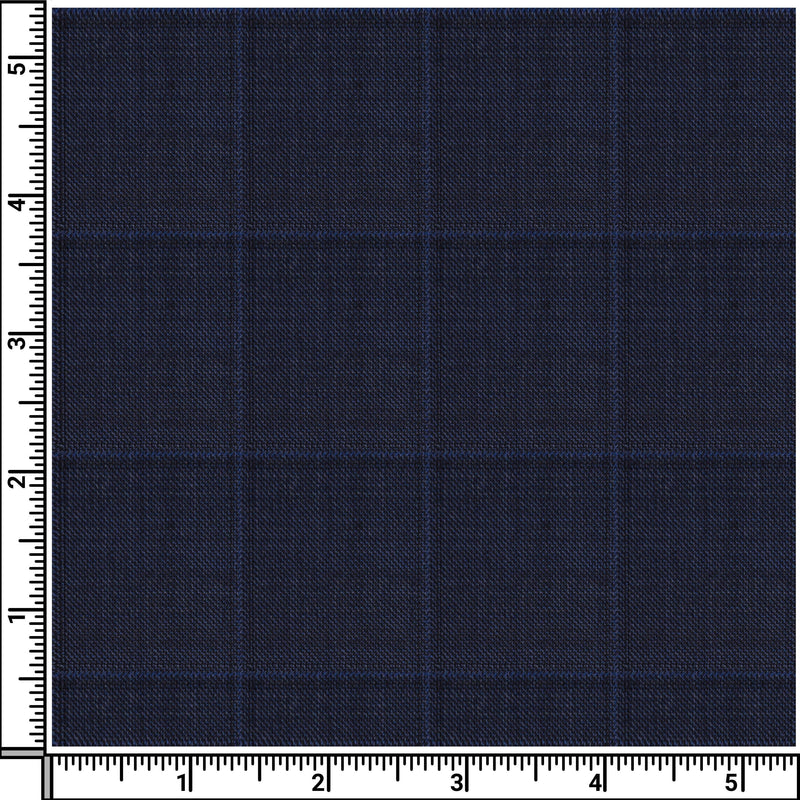 Image of a Midnight-Blue & White Worsted Checks Merino Wool Blazers Fabric
